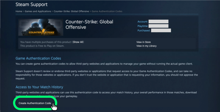 Steam auth codes help screen